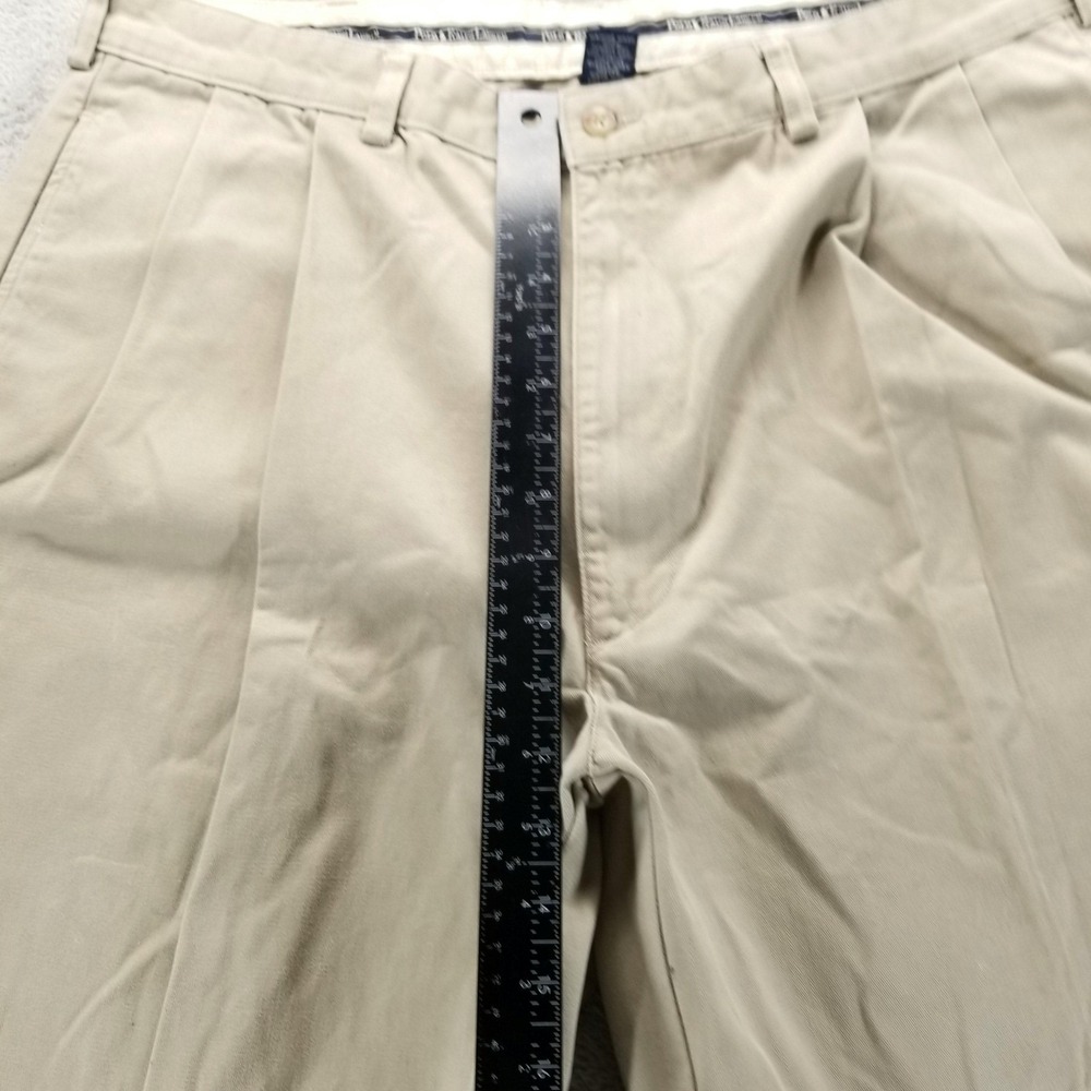 Polo Ralph Lauren Pants Mens 38x34 Beige Chino Pleated Cuffed Straight - Picture 6 of 9